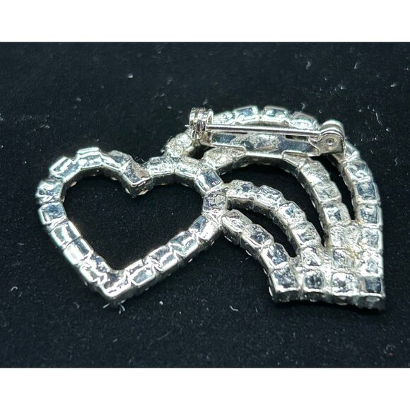 Vintage  Heart  Rainbow Rhinestones Pin Brooch 1.75" - Picture 6 of 6